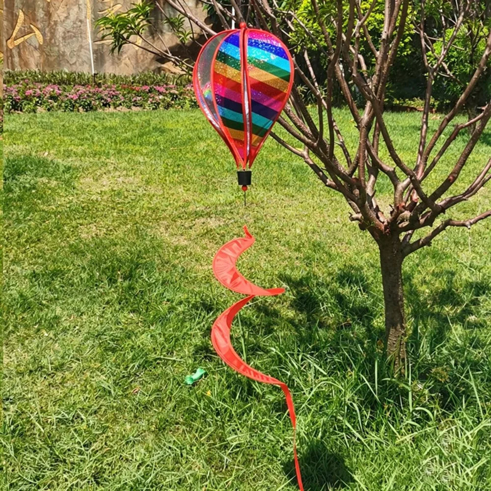 Plastic Hot Air Balloon Spinner Rainbow Color Multistyles Color-changing Film Wind Spinners 40cm Balloon Rotating Windmill