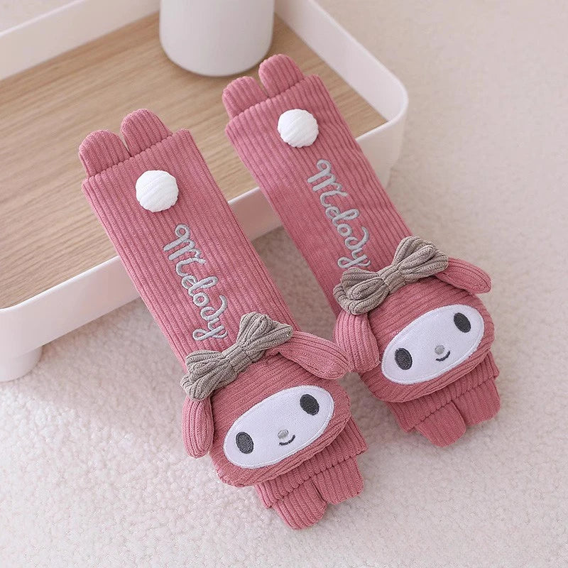 Hello Kitty Car Headrest Pillow Winter Warm Plush Doll Neck & Lumbar Support Cushion Adjustable Car Seat Pillow Seat Belt Cover