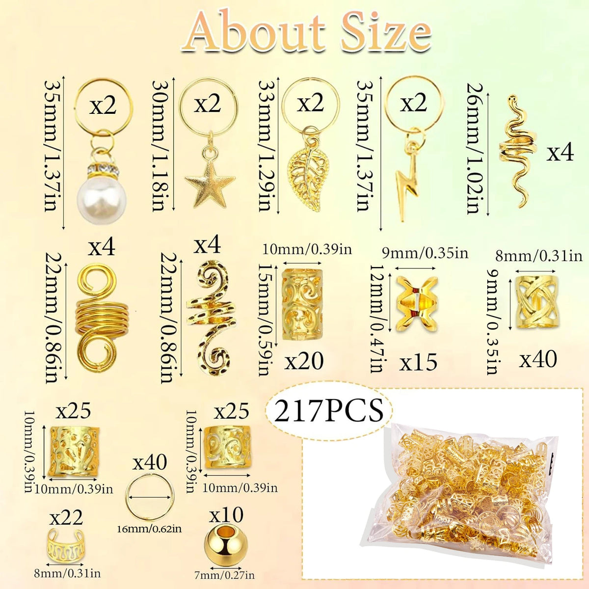 220pcs Hair Accessories, Women's Hair Jewelry, Metal Hair Ring Cuff For Dreadlocks Accessories, Hair Braid Beads Decoration Boho
