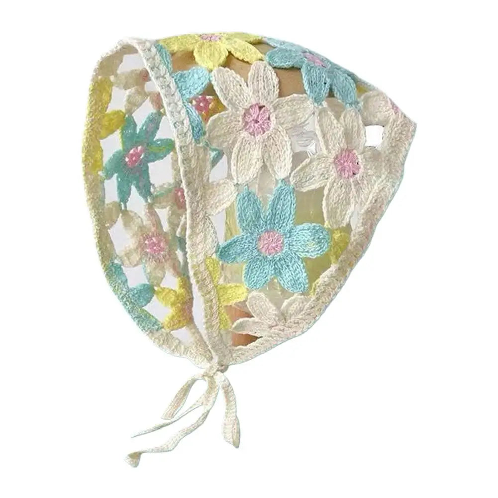Sweet French Style Lace Triangle Scarf Bohemia Summer Hollow Floral Headband Ribbon Weave Print Beach Vacation Hair Accessories