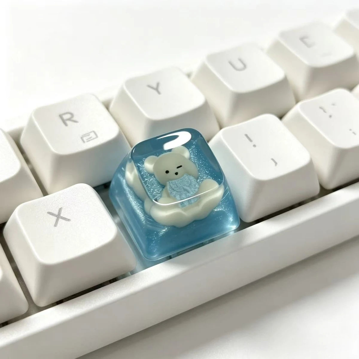 4pcs Cute Pixel Cat Transparent Keycap Custom Personalised Cartoon DIY Kawaii Keycaps for Cherry MX Switch Mechanical Keyboard
