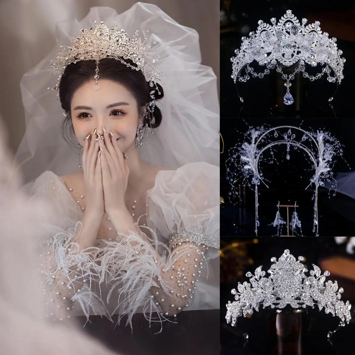 Elegant Princess Crown Hair Accessory for Kids and Brides Luxurious Wedding Party Tiara Headpiece for Girls