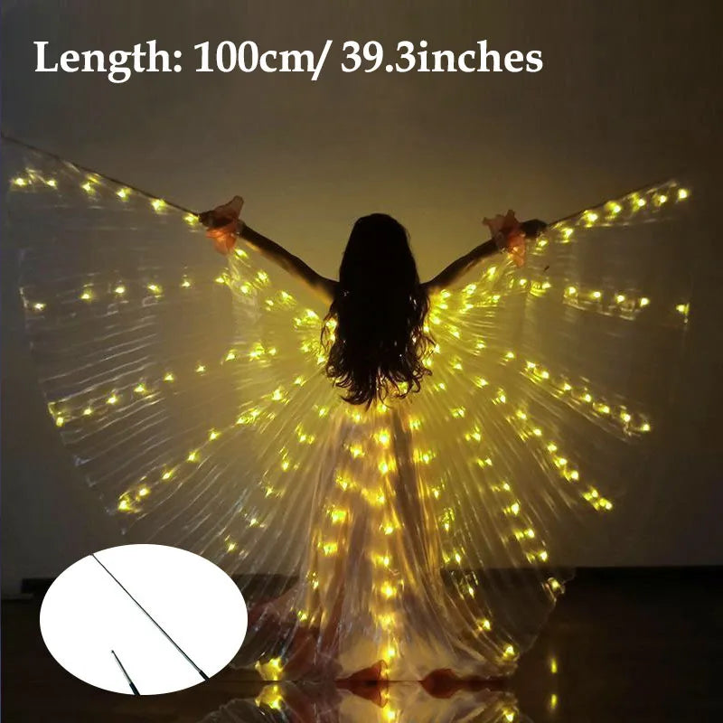 LED Isis Wing Light Up Fairy Wings For Kids Children Belly Dance Costumes Gifts Luminous Butterfly Wings Stage Performance Props