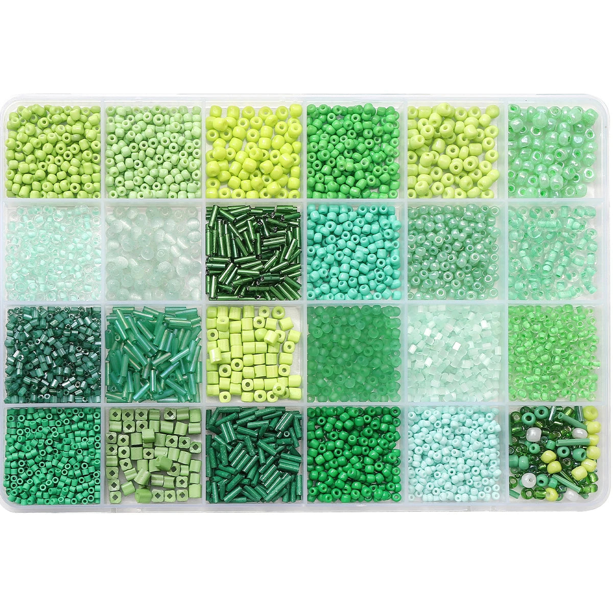 4300pcs 24-Grid Multi-Size Glass Seed Rice Beads Set for DIY Bracelet Necklace Earrings Jewelry Making Beading Supplies