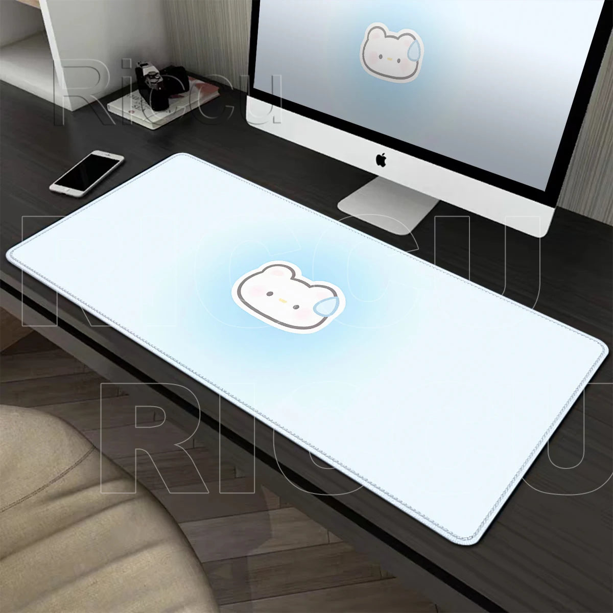Kawaii Cartoon Kitten Gradient Mousepad Large Rubber Base Table Desktop Mat Office Gamer Computer Speed Type Carpet Keyboard Pad