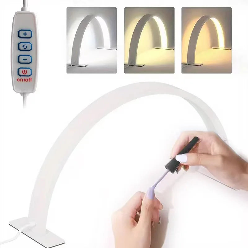 New Moon Nail Work Lamp - Beauty Work Desk Lamp, Three-color USB Power Supply-Black/White/Pink, Suitable for Nail Art, Eyelash