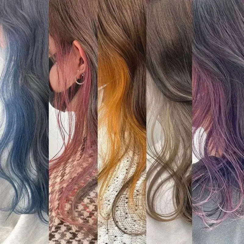 22 Inch Colored Highlight Synthetic Hair Extensions Rainbow Long Straight Hairpieces for Women Kids Girls Purple Pink Blue