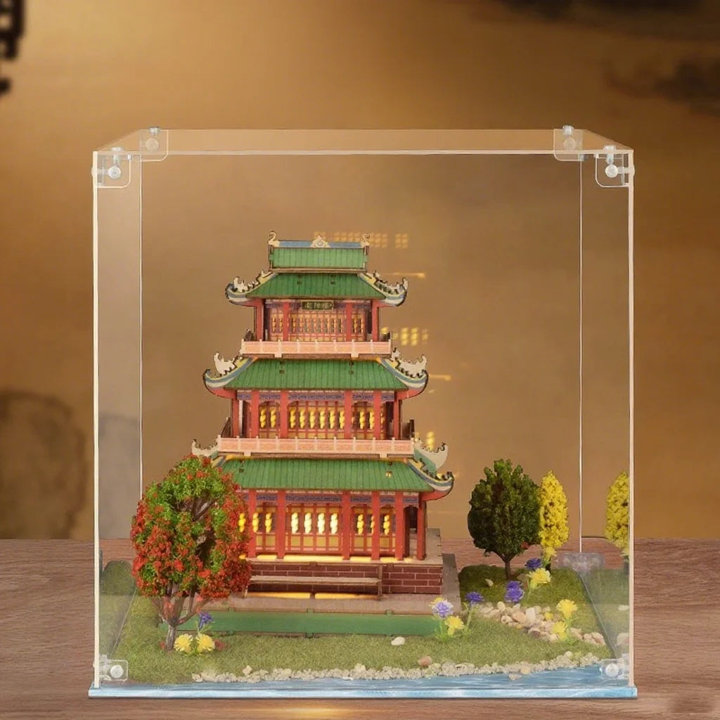 3D Wooden Chinese Yueyang Pavilion Model Kit Tang to Modern Dynasty Style DIY Architectural Display for Miniature Diorama Craft