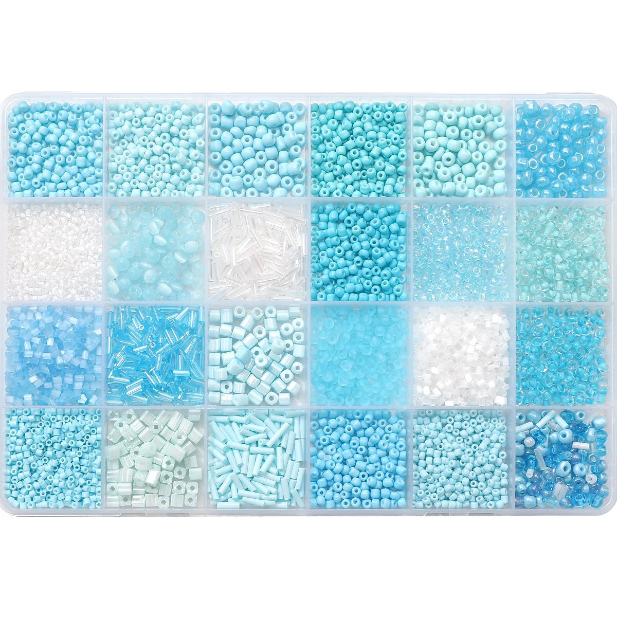 4300pcs 24-Grid Multi-Size Glass Seed Rice Beads Set for DIY Bracelet Necklace Earrings Jewelry Making Beading Supplies