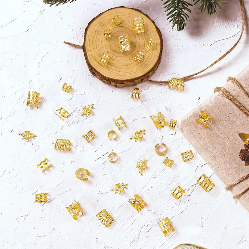 210pcs Gold Silver Color Dreadlock Hair Beads Girls Women DIY Braids Hair Accessories Hair Jewelry Dreadlock Hair Beads