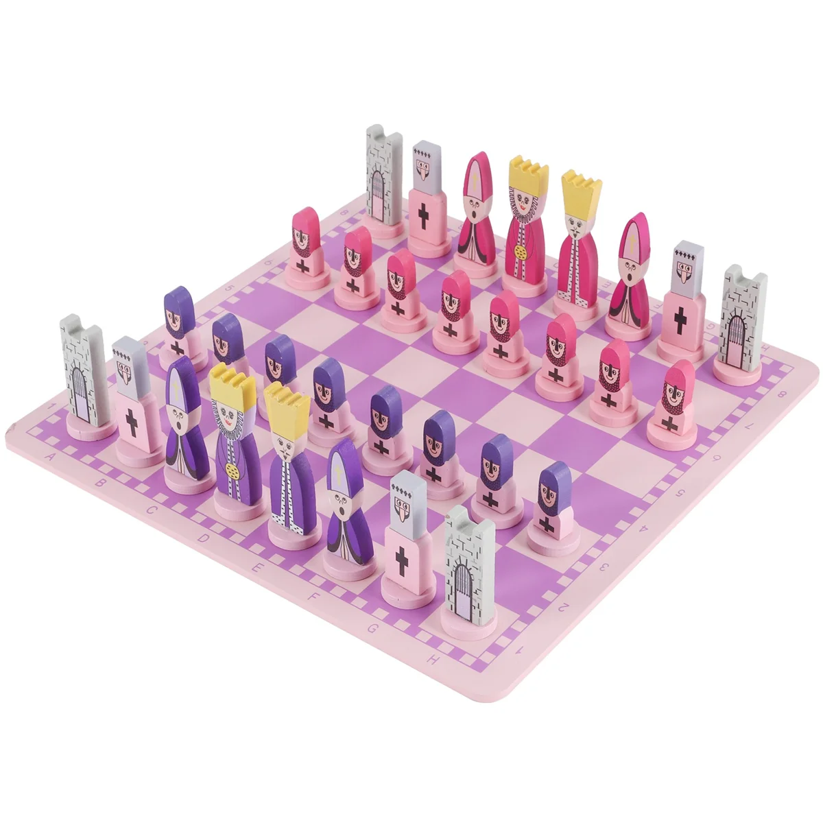 Travel Chess Set with Chess Board Educational Toys for Kids and Adults Pink
