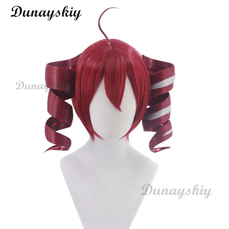 Anime Kasane Teto Wig Cosplay Wig Cute Red Ponytail High Heat Resistant Hair Teto Wig Free Wig Cap Women Long Curly Hair