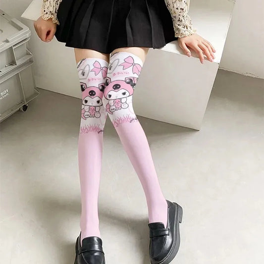 Kawaii Cartoon Pattern Long Socks Stockings Trendy Cute Anime Girls Japanese Style School Non-Slip Lolita Knee High Sock Gifts