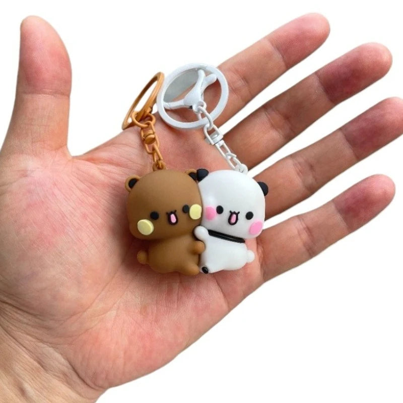 Kawaii Cartoon Panda Bubu and Dudu Hug Magnetic Pendant Keychain Bubu and Yier Magnetic Keychain Backpack Omaments Gift Toy