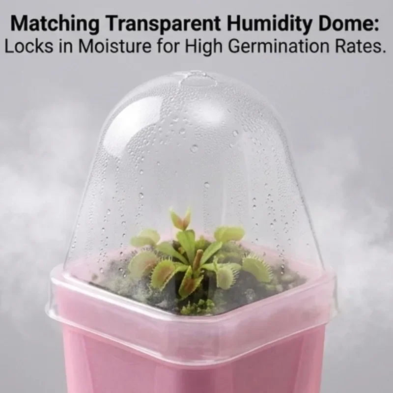 Transparent Pink Self Watering Pots Self Watering Planter Drainage Holes Plant Pots Garden Seedlings Flowerpot Nursery Cups