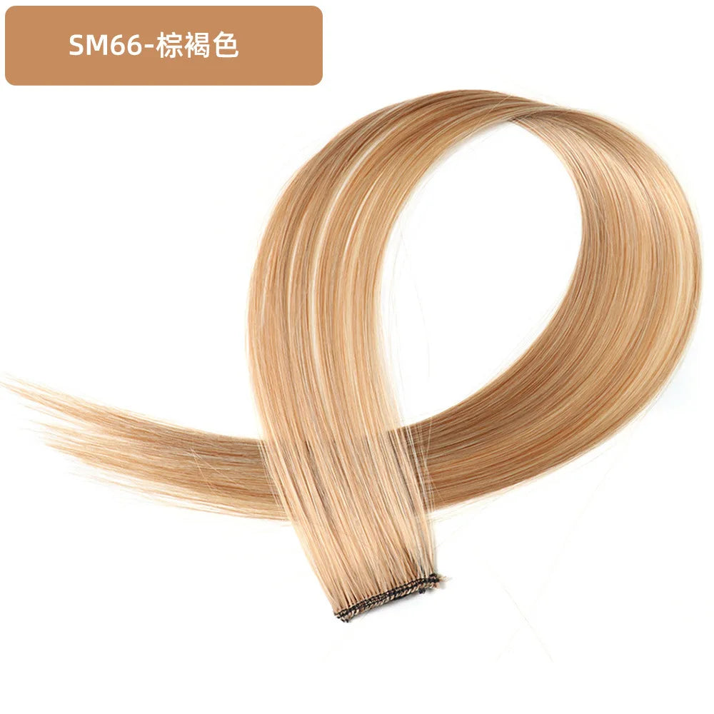 22 Inch Colored Highlight Synthetic Hair Extensions Rainbow Long Straight Hairpieces for Women Kids Girls Purple Pink Blue