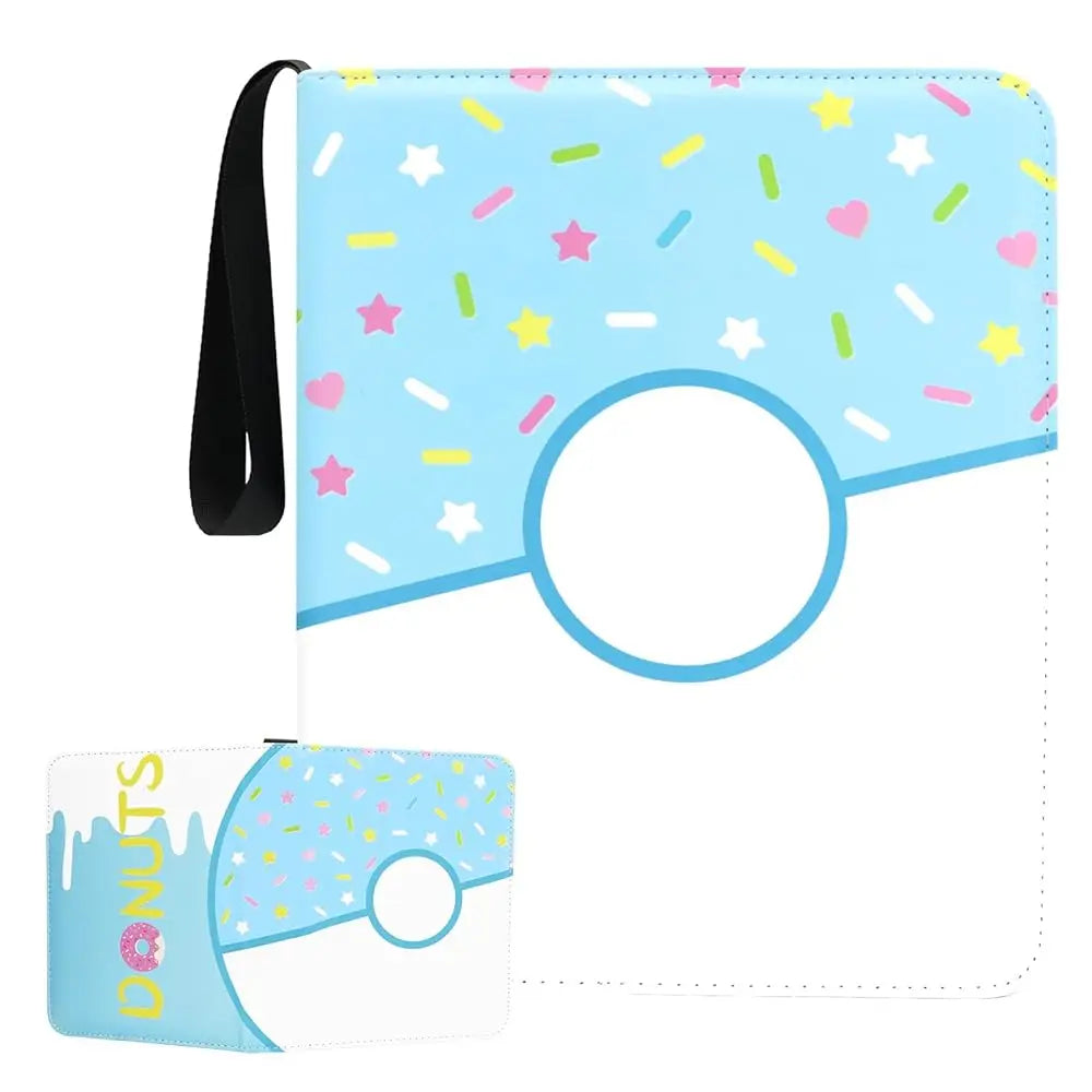 Donut 4 Pocket Card Binder Cartoon TCG Zipper Album Book Multi-Pocket Expandable Photo Collection File for Pokemon Card ID Badge