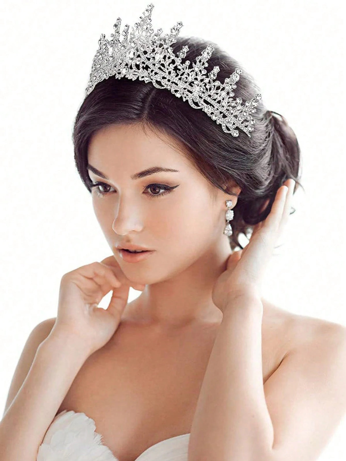 European Baroque Style Heavy-Duty Full Diamond Crown Bridal Wedding Crown, Dinner Birthday Runway Show Diamond-Encrusted Hair Cr