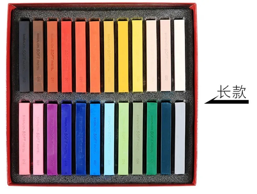 Student Soft Color Chalk 24/36/48/60 Powder Stick Set Artist Painting Chalk School Art Supplies Suitable for Beginners