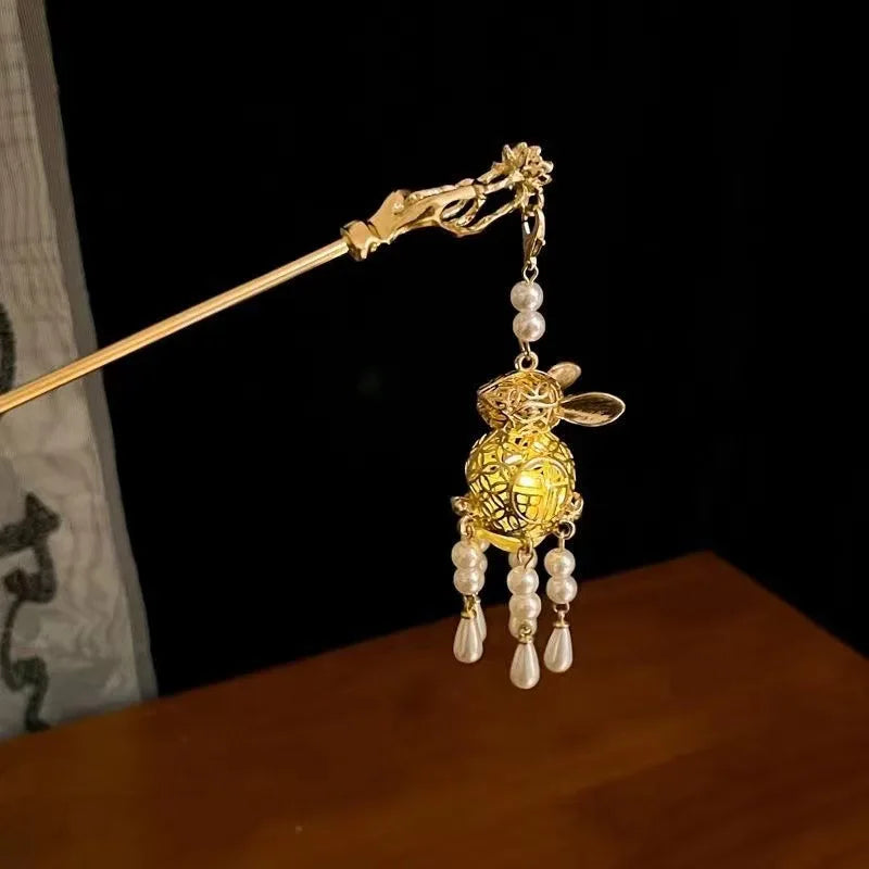 Luminous Flower Hairpin Lotus Light Lantern Tassel Hair Stick