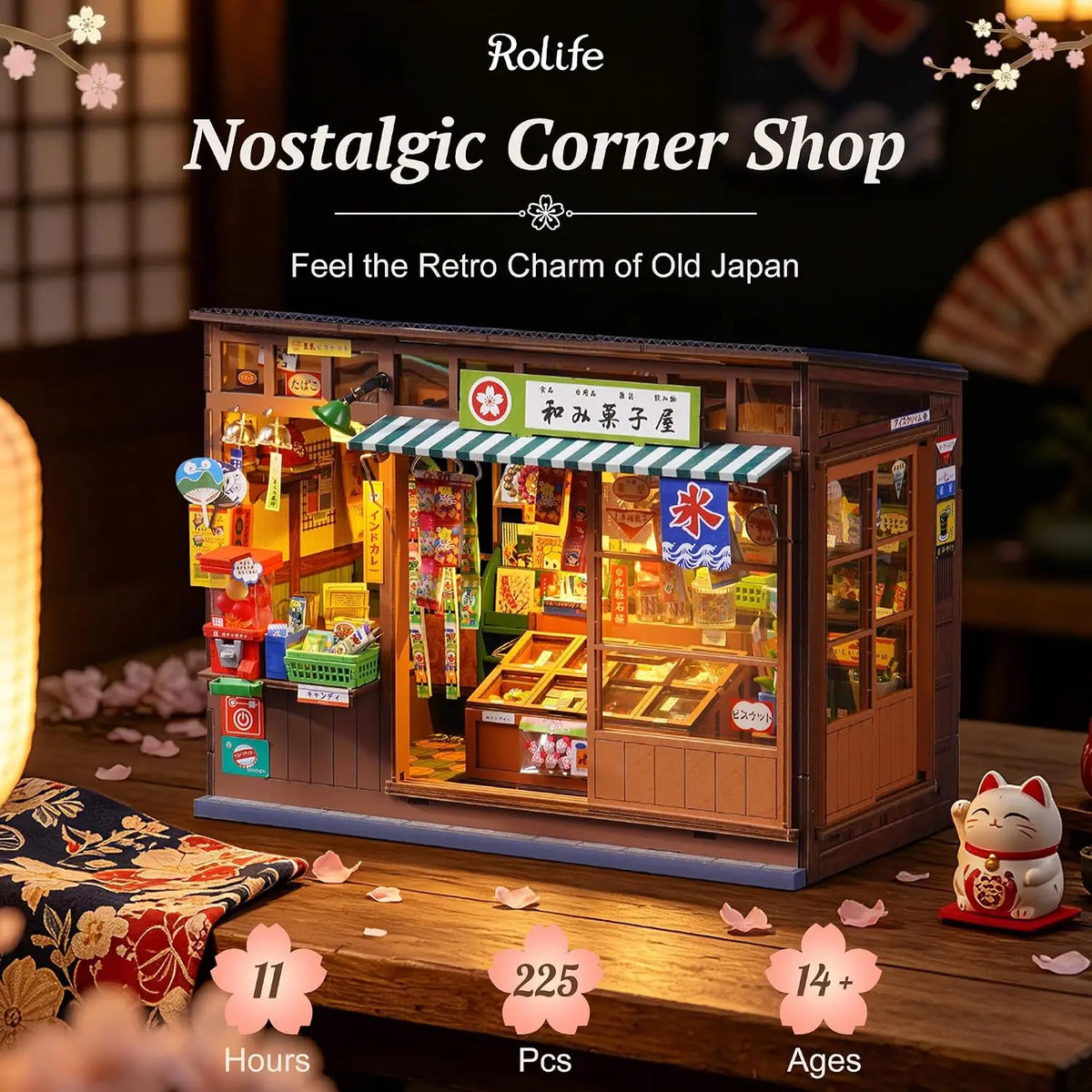 Japaneses Book Nook DIY Miniature House Kit with Sliding Door | Nostalgic Tiny Dollhouse with Skylight 3D Wooden Puzzles Book En