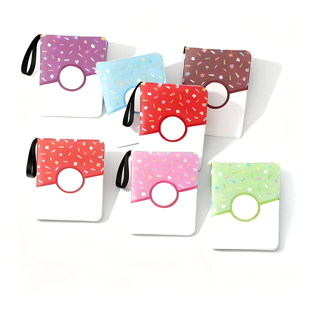 Donut 4 Pocket Card Binder Cartoon TCG Zipper Album Book Multi-Pocket Expandable Photo Collection File for Pokemon Card ID Badge