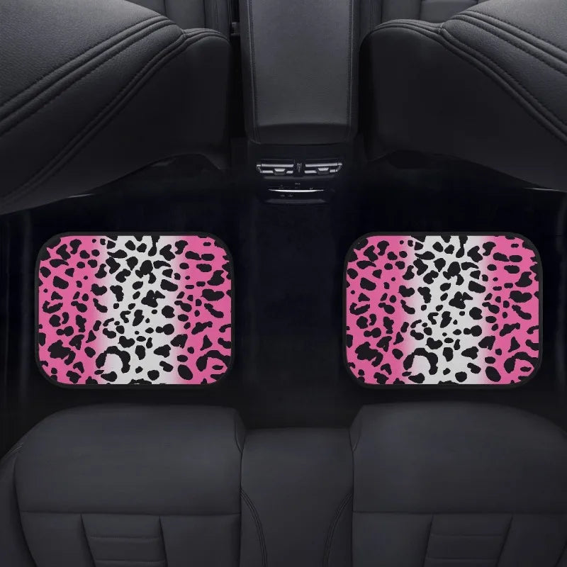 Car Printed Floor Mats Interior Dirt-Resistant and Durable Pink 4-piece Set Mats Easy-to-Clean Footrest Car Carpet Mats