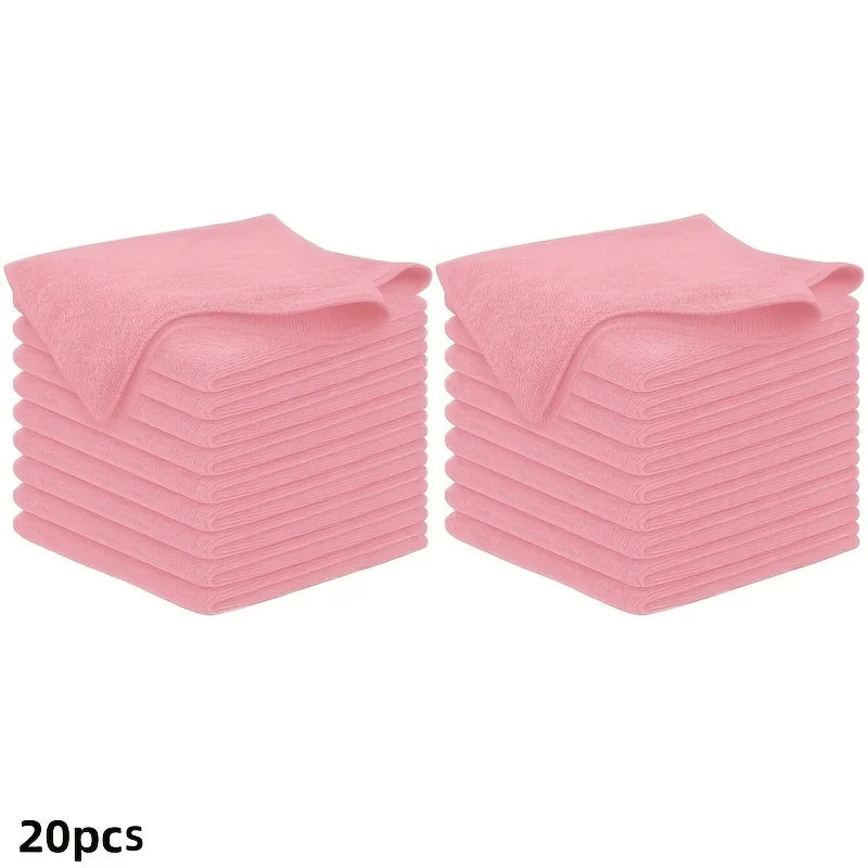 1-50Pcs Light Pink Microfiber Kitchen Towels Super Absorbent Soft Durable Cleaning Cloths Glass Countertops Pans Bowls Faucets