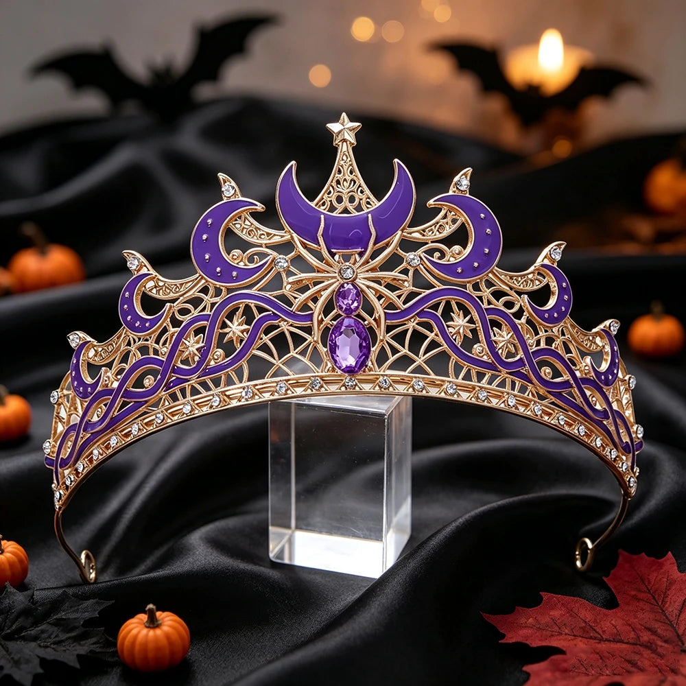 Punk Style Creative Moon Spider Crown