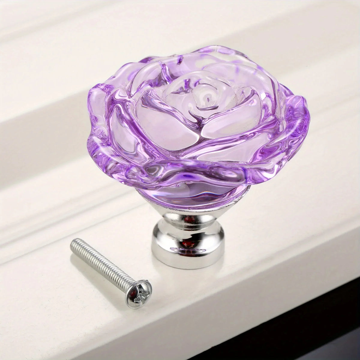 50mm Colorful Crystal Rose Glass Knob Single Hole Wardrobe Dresser Drawer Kitchen Wine Cabinet Pulls Furniture Accessories