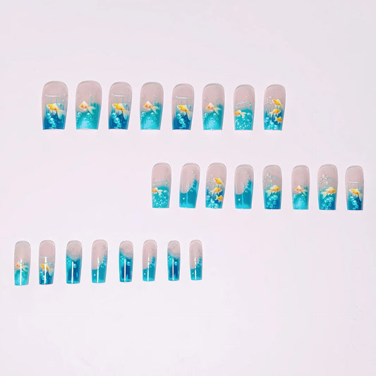 Medium Long Square Koi Fish Acrylic Nails