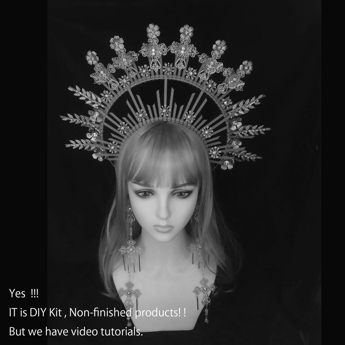 DIY Zip Tie Boho Wedding Bridal Sun Halo Met Gala Festival Headband Goddess Crown Gold Crown Headpiece  Non-finished products