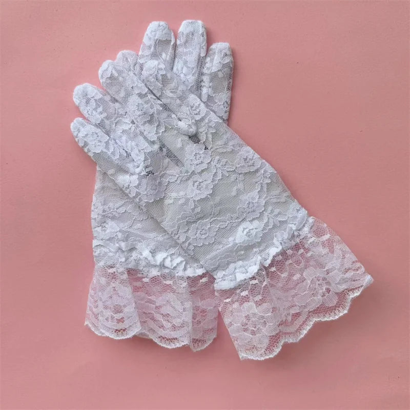 Thin Sheer Floral Lace Gloves Full Finger
