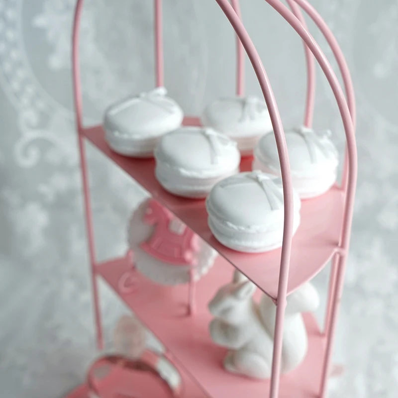 Bird Cage Shape Wrought Iron Snack Cake Rack, Pink Wedding Dessert Table Props Cake Display Stand