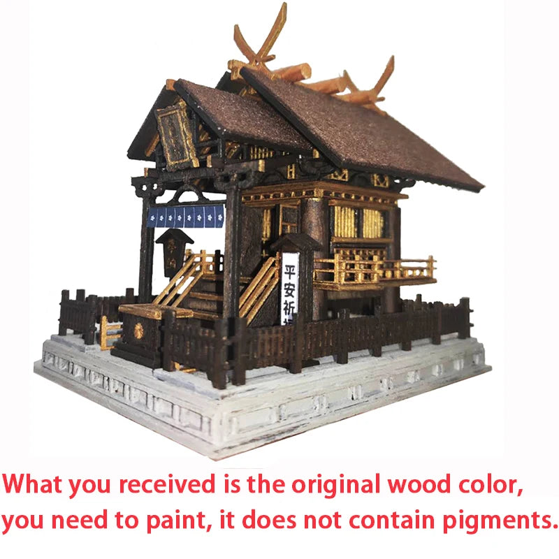 DIY Wooden Doll Houses Itsukushima Shinto Shrine Japanese Construction Miniature Building Kits with Furniture Dollhouse Gifts