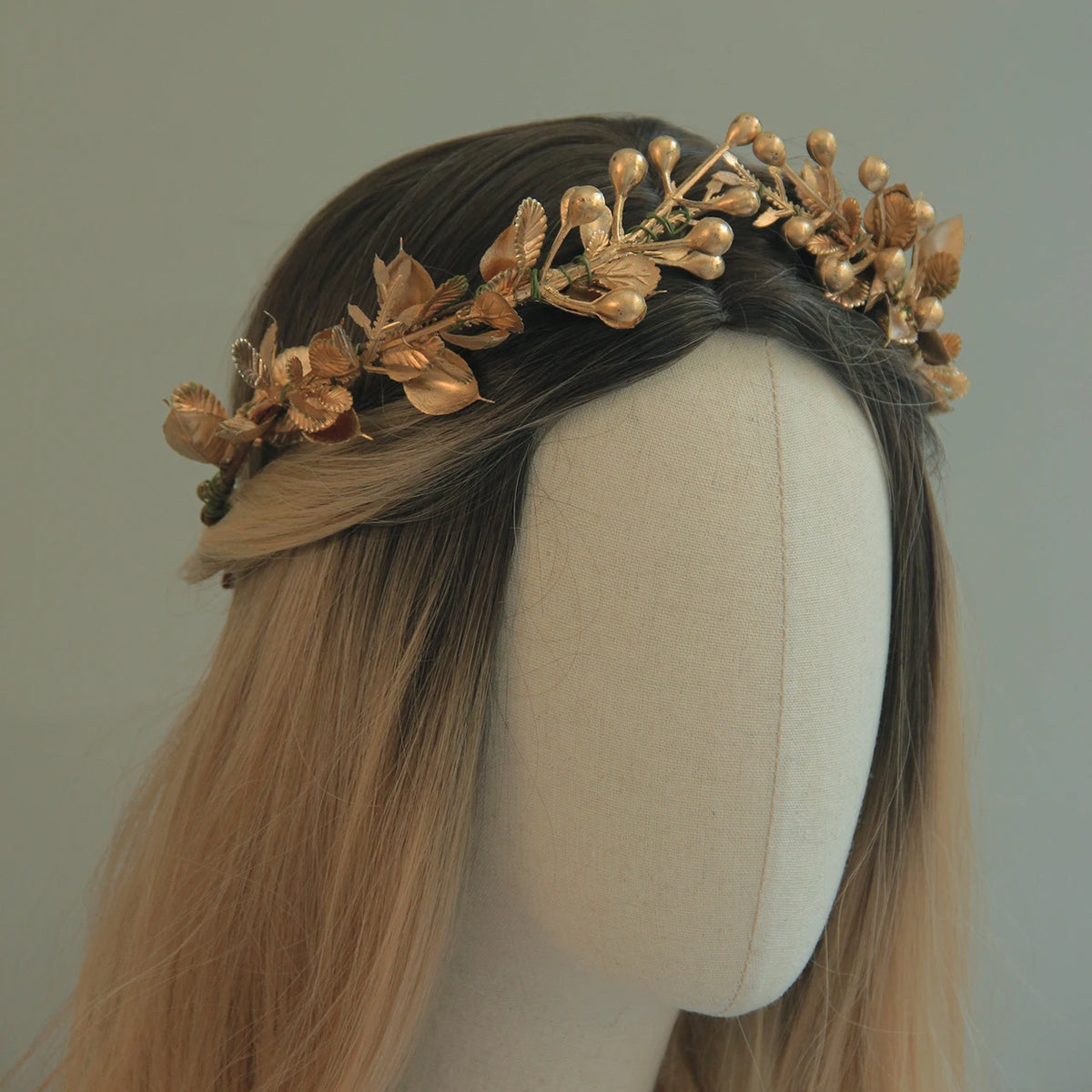 Gold Leaf Crown Burgundy Elven Circlet Crown