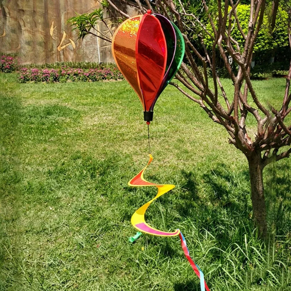 Plastic Hot Air Balloon Spinner Rainbow Color Multistyles Color-changing Film Wind Spinners 40cm Balloon Rotating Windmill