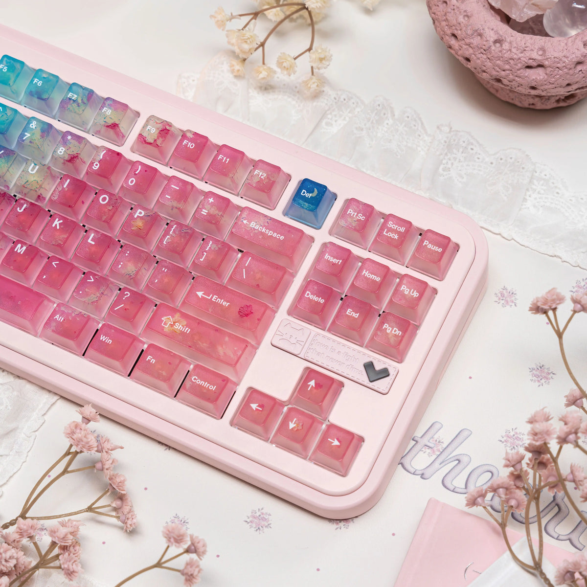 119 Keys Pink Ocean Theme Keycaps