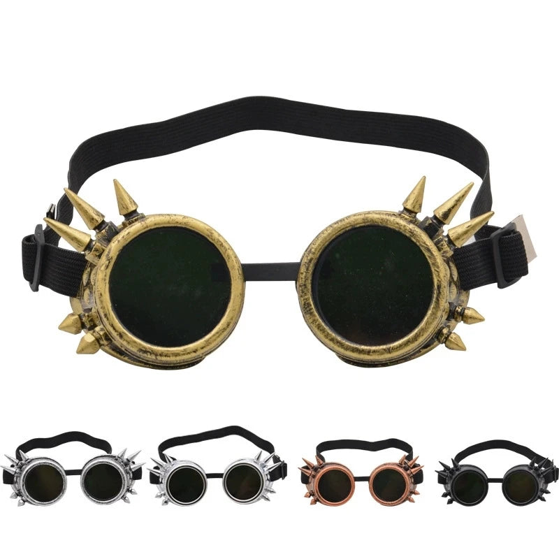 2026 Welding Round Goggle Steampunk Cyber Goth Sunglasses Rivet Spiked Goggles Cosplay Antique Victorian Gafas Hombre