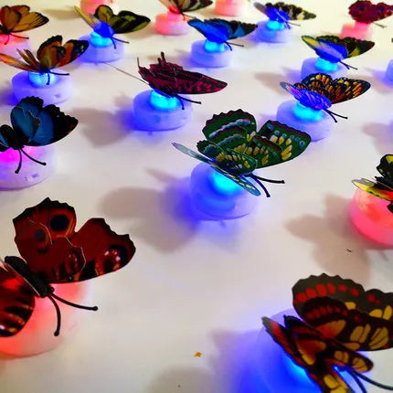 Butterfly Wall Light Lucky 3D LED Butterfly Night Light Sticker Single Double Wall Light Garden Backyard Lawn Festival Party