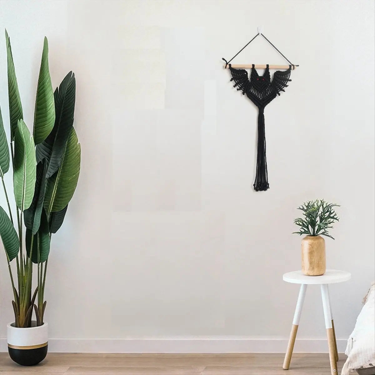 L! DT898^Halloween Bat Macrame Wall Hanging Geometric Art Decor Handmade Woven Gothic Ornament for Bedroom Black