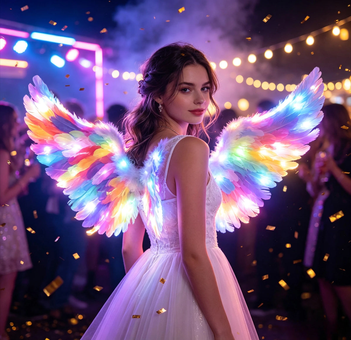 Princess Women Kids Glow Light Angel Feather Wing Fairy Girls Props Party Costume Wedding Decoration Christmas  Halloween