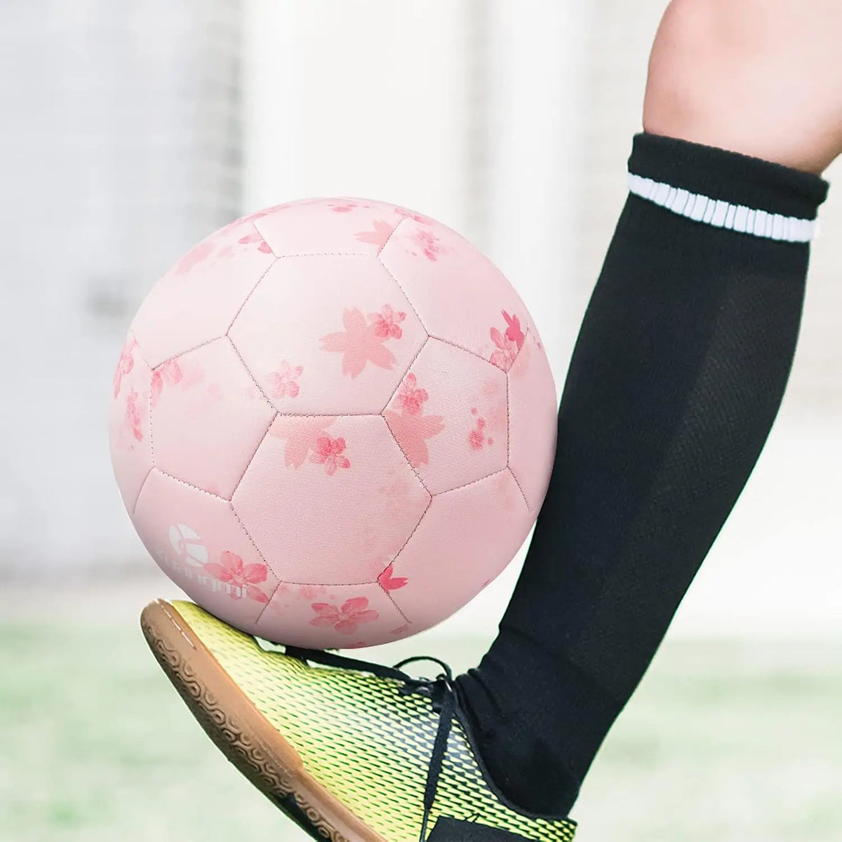Kuangmi Pink Cherry Blossom Design Socce Ball Size 5- Youth Leisure Competition Training Football