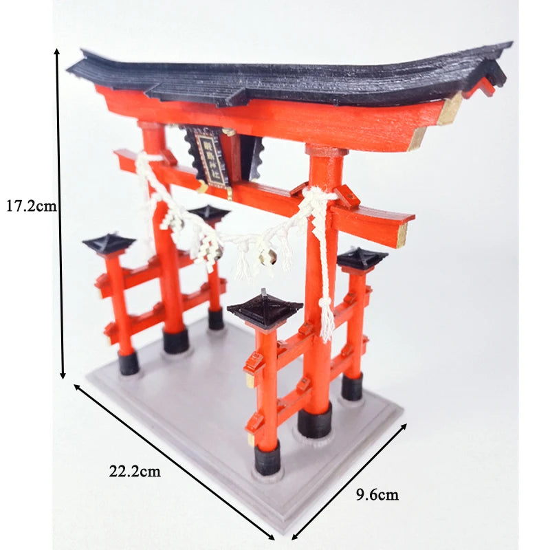 DIY Wooden Doll Houses Itsukushima Shinto Shrine Japanese Construction Miniature Building Kits with Furniture Dollhouse Gifts