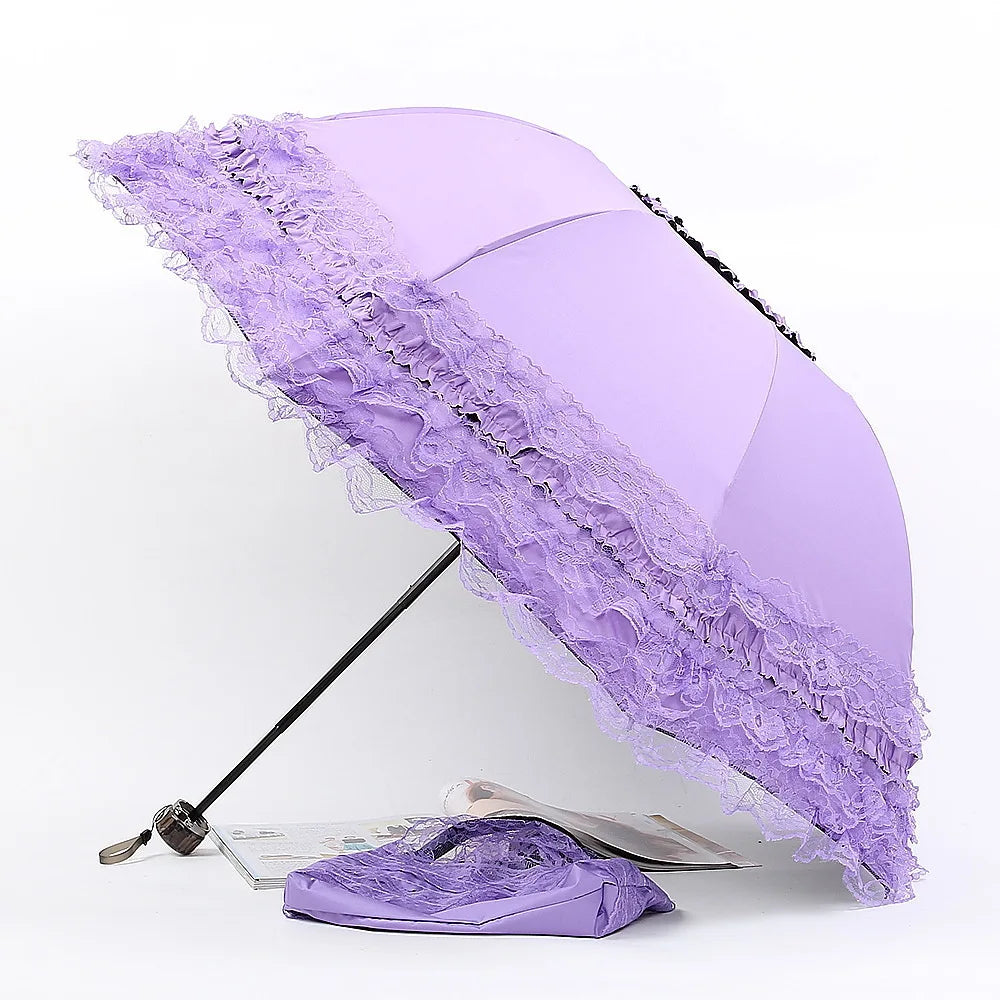 Vintage Lace Parasol Foldable Umbrella Rain Anti-UV Protection Sunblock