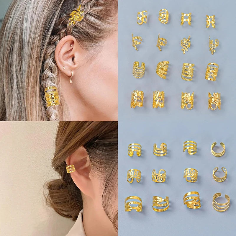 210pcs Gold Silver Color Dreadlock Hair Beads Girls Women DIY Braids Hair Accessories Hair Jewelry Dreadlock Hair Beads