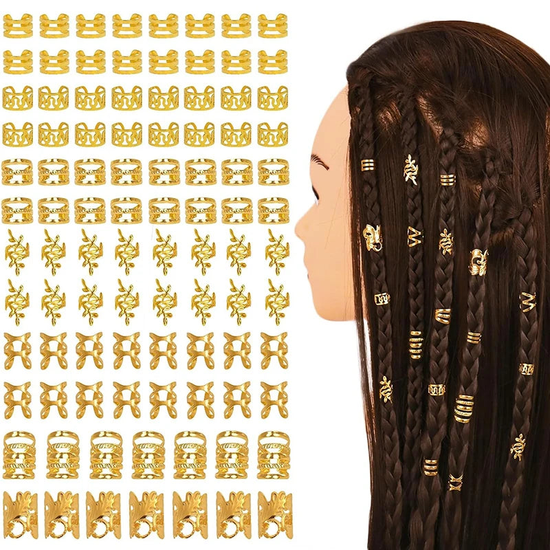 210pcs Gold Silver Color Dreadlock Hair Beads Girls Women DIY Braids Hair Accessories Hair Jewelry Dreadlock Hair Beads
