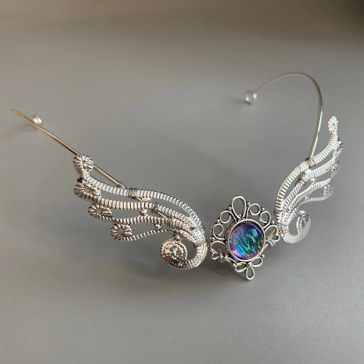 Reign of the Enchanted Forest Tiara Fairy Crown with Silver Branch Pendant