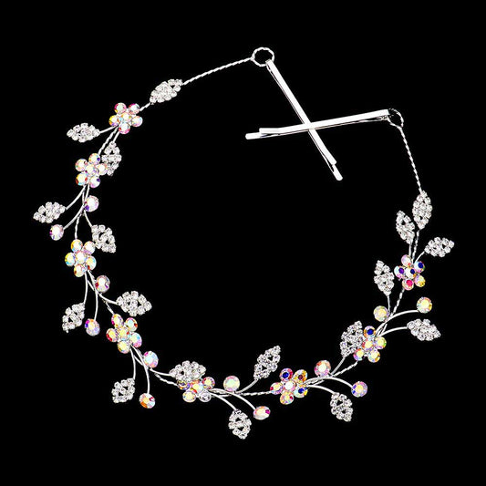 Stone Embellished Flower Cluster Vine Bun Wrap Headpiece