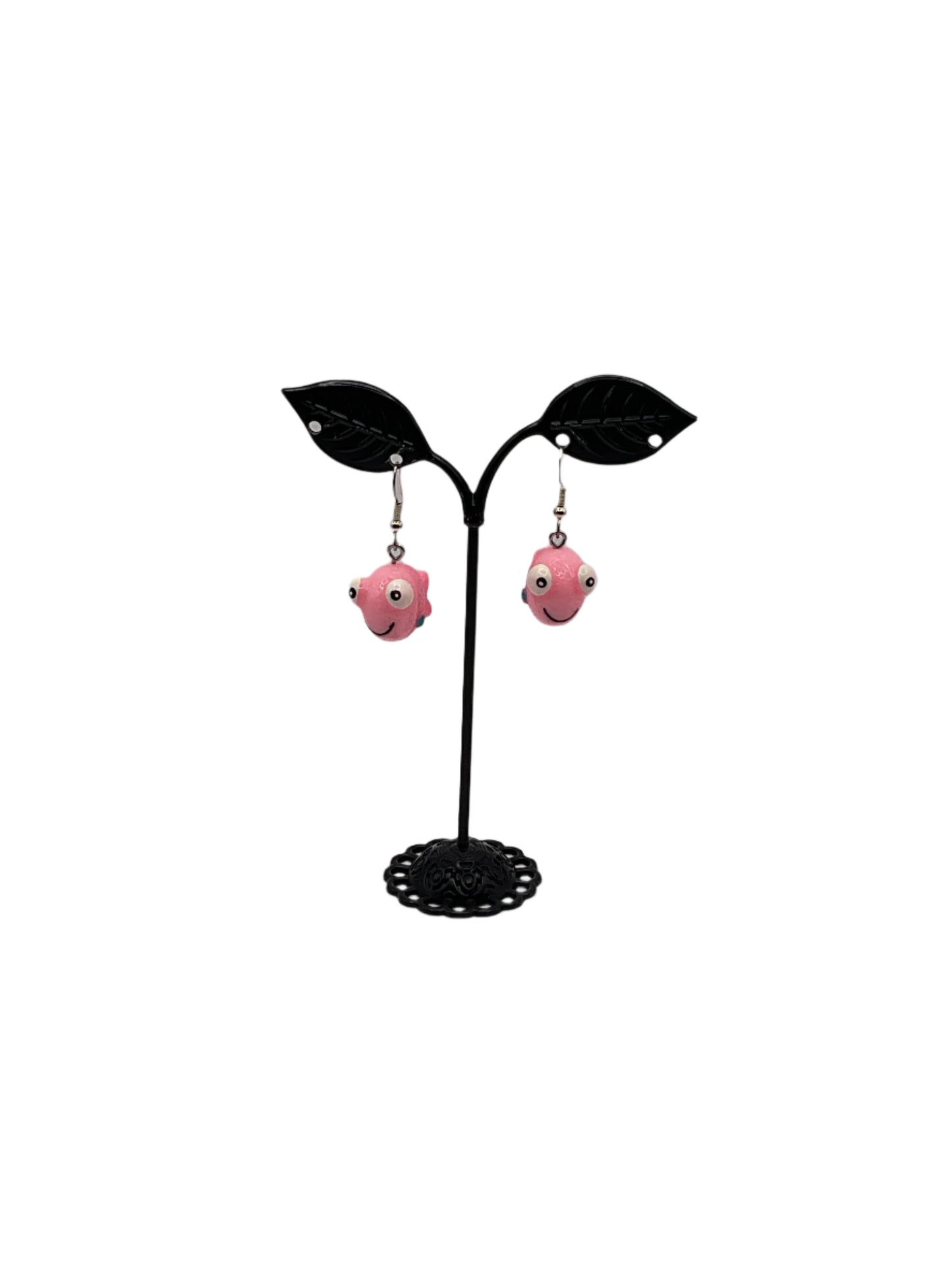 3-D Pink Fish Earrings